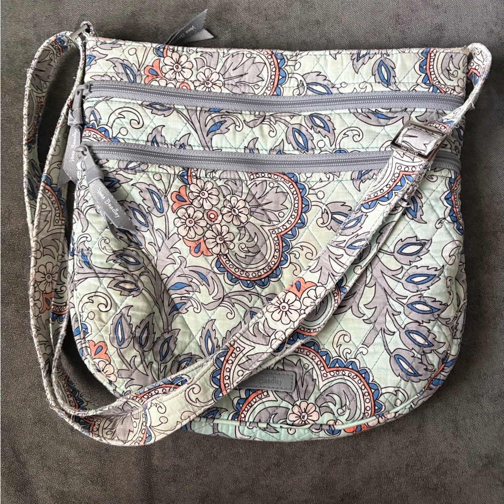Vera Bradley Gray and Blue Paisley Crossbody Bag